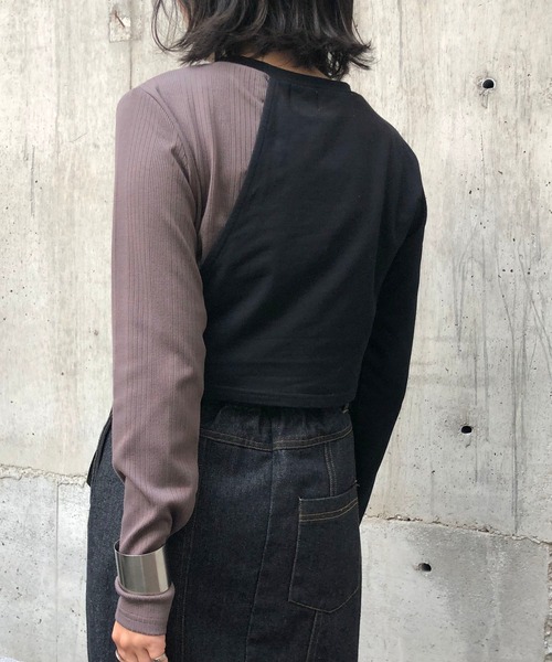&g'aime(アンジェム)の「【&g'aime】バイカラーリブカットソー(Tシャツ/カットソー・レディース・ブラック/グレー/ブラウン・FREE)」の12枚目の写真