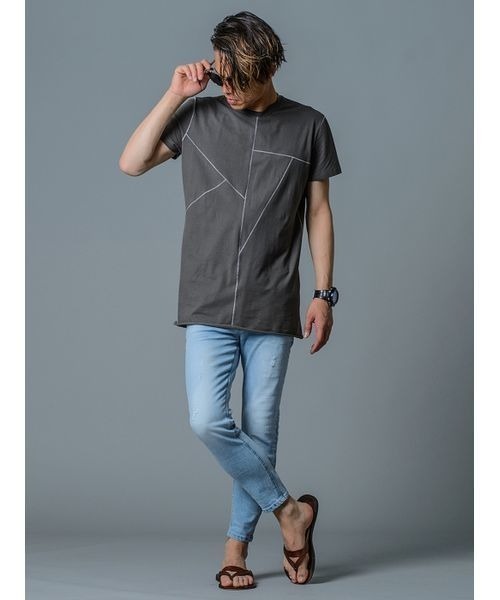 REGIEVO（レジエボ）の「【REGIEVO】デジタル切り替えTシャツ ビッグシルエット（Tシャツ/カットソー・メンズ・ホワイト/グレー/ブラック・XL/S/M/L）」の7枚目の写真