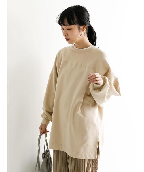 earth music&ecology（アースミュージックアンドエコロジー）の「【WEB限定】ビッグシルエットロングスウェットプルオーバー（スウェット・レディース・チャコールグレー/ライトグレー/オフホワイト/サックスブルー/アイボリー/ライトベージュ・FREE）」の8枚目の写真