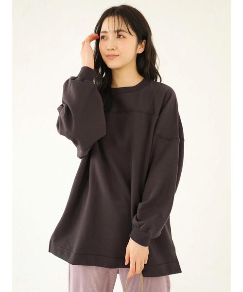 earth music&ecology（アースミュージックアンドエコロジー）の「【WEB限定】ビッグシルエットロングスウェットプルオーバー（スウェット・レディース・チャコールグレー/ライトグレー/オフホワイト/サックスブルー/アイボリー/ライトベージュ・FREE）」の10枚目の写真