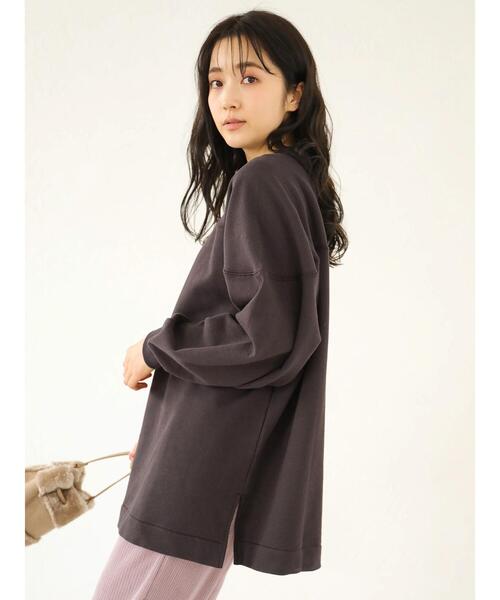 earth music&ecology（アースミュージックアンドエコロジー）の「【WEB限定】ビッグシルエットロングスウェットプルオーバー（スウェット・レディース・チャコールグレー/ライトグレー/オフホワイト/サックスブルー/アイボリー/ライトベージュ・FREE）」の11枚目の写真