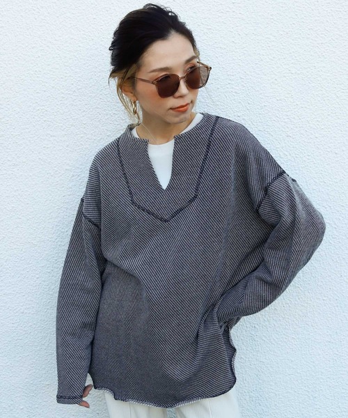 Auntie Rosa Holiday（アンティローザホリデー）の「メキシカンミックススウェットトップス（Tシャツ/カットソー・レディース・ナチュラル/カーキ/グレー/ブラック・FREE）」の8枚目の写真