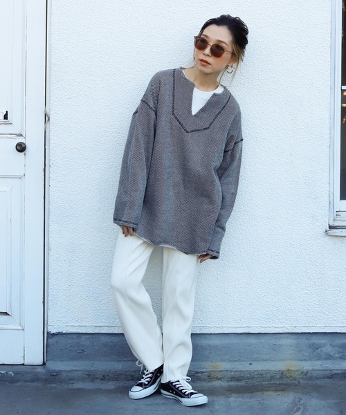 Auntie Rosa Holiday（アンティローザホリデー）の「メキシカンミックススウェットトップス（Tシャツ/カットソー・レディース・ナチュラル/カーキ/グレー/ブラック・FREE）」の11枚目の写真