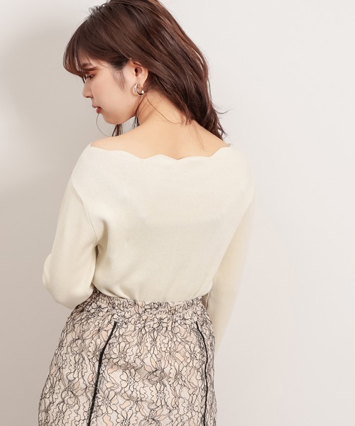 natural couture(ナチュラルクチュール)の「【WEB限定】袖口配色スカラップお上品ニット(ニット/セーター・レディース・オフホワイト/ライトベージュ/ネイビー/イエロー/その他1・FREE)」の19枚目の写真