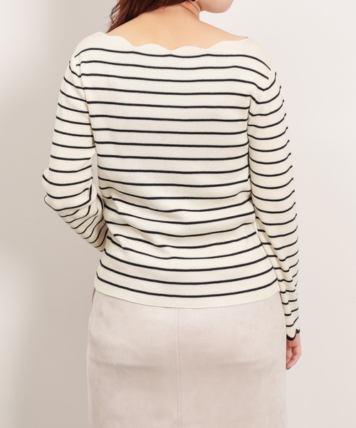 natural couture(ナチュラルクチュール)の「【WEB限定】袖口配色スカラップお上品ニット(ニット/セーター・レディース・オフホワイト/ライトベージュ/ネイビー/イエロー/その他1・FREE)」の22枚目の写真