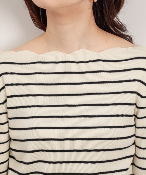 natural couture(ナチュラルクチュール)の「【WEB限定】袖口配色スカラップお上品ニット(ニット/セーター・レディース・オフホワイト/ライトベージュ/ネイビー/イエロー/その他1・FREE)」の15枚目の写真