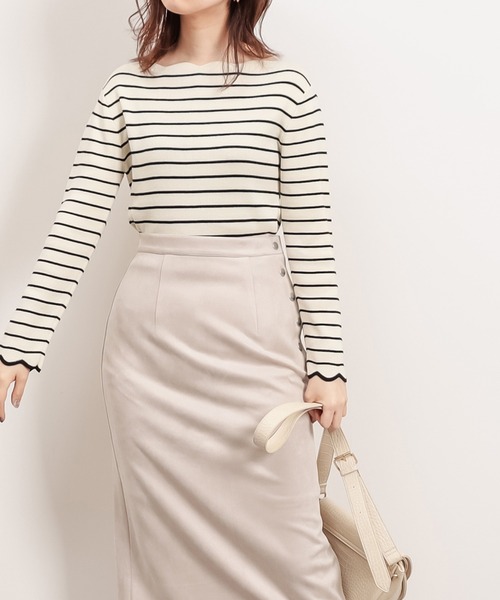 natural couture(ナチュラルクチュール)の「【WEB限定】袖口配色スカラップお上品ニット(ニット/セーター・レディース・オフホワイト/ライトベージュ/ネイビー/イエロー/その他1・FREE)」の18枚目の写真