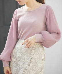 tocco closet | チュールスリーブ切替プルオーバー(ニット/セーター)