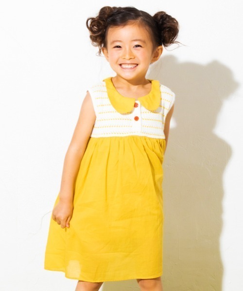 ami amie（アミアミ）の「[85-130]襟付きワンピース（ワンピース・キッズ・イエロー/パープル・115cm/130cm/85cm/100cm）」の4枚目の写真