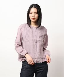 Samansa Mos2 | 裾フリルピンタックレースブラウス(シャツ/ブラウス)