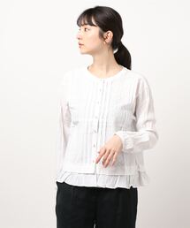 Samansa Mos2 | 裾フリルピンタックレースブラウス(シャツ/ブラウス)