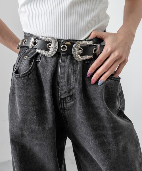 RASVOA（ラスボア）の「ダブルバックルホールベルト（ベルト・レディース・ブラック・FREE）」の5枚目の写真