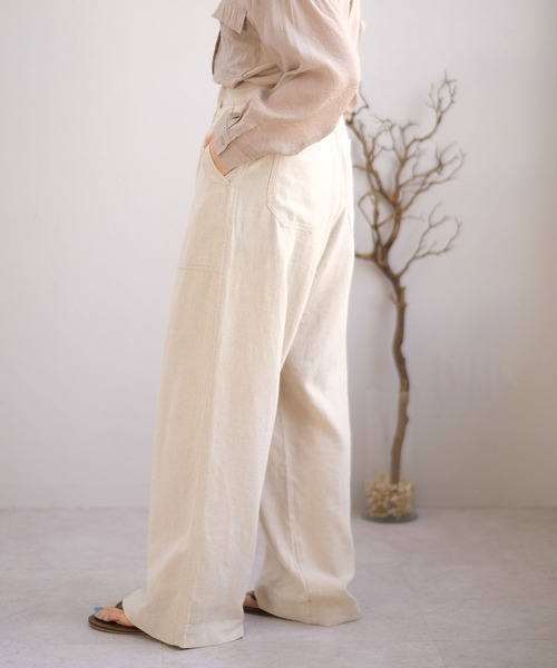 ＡＮＤＪ（アンドジェイ）の「麻混ウエストリボンベイカーストレートパンツ（その他パンツ・レディース・ミント/カーキ/ベージュ/ブラック/ベージュ系その他・M）」の17枚目の写真