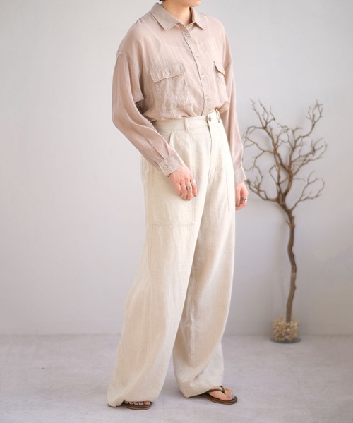 ＡＮＤＪ（アンドジェイ）の「麻混ウエストリボンベイカーストレートパンツ（その他パンツ・レディース・ミント/カーキ/ベージュ/ブラック/ベージュ系その他・M）」の22枚目の写真