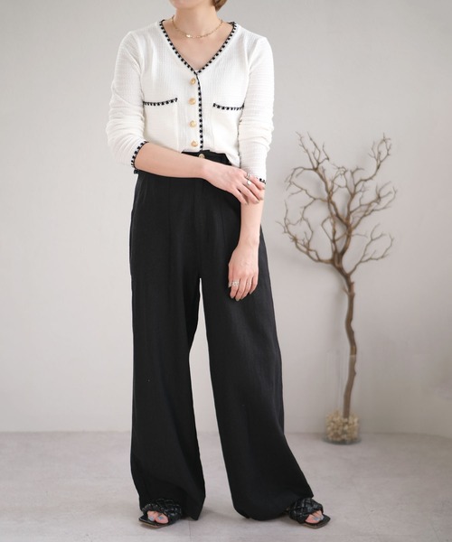 ＡＮＤＪ（アンドジェイ）の「麻混ウエストリボンベイカーストレートパンツ（その他パンツ・レディース・ミント/カーキ/ベージュ/ブラック/ベージュ系その他・M）」の10枚目の写真