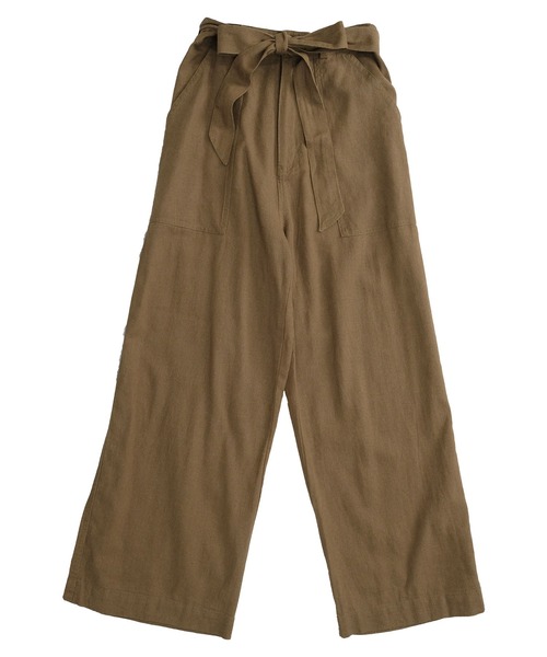 ＡＮＤＪ（アンドジェイ）の「麻混ウエストリボンベイカーストレートパンツ（その他パンツ・レディース・ミント/カーキ/ベージュ/ブラック/ベージュ系その他・M）」の12枚目の写真