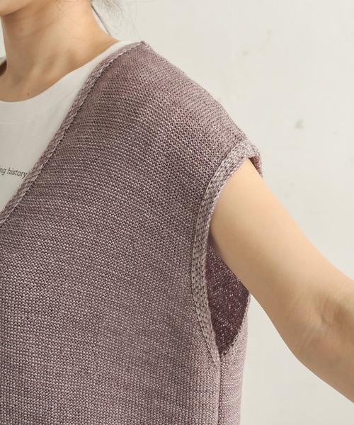 CAPRICIEUX LE'MAGE（カプリシューレマージュ）の「バックスリットVチュニック（ニット/セーター・レディース・ベージュ/パープル・FREE）」の13枚目の写真