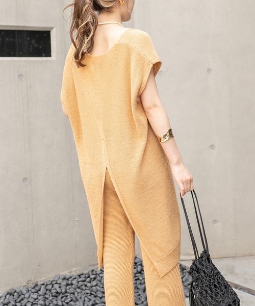 CAPRICIEUX LE'MAGE（カプリシューレマージュ）の「バックスリットVチュニック（ニット/セーター・レディース・ベージュ/パープル・FREE）」の20枚目の写真