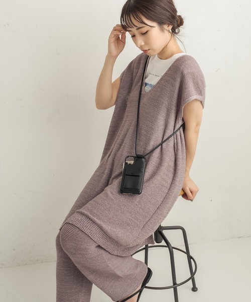 CAPRICIEUX LE'MAGE（カプリシューレマージュ）の「バックスリットVチュニック（ニット/セーター・レディース・ベージュ/パープル・FREE）」の18枚目の写真