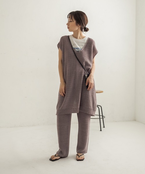 CAPRICIEUX LE'MAGE（カプリシューレマージュ）の「バックスリットVチュニック（ニット/セーター・レディース・ベージュ/パープル・FREE）」の9枚目の写真