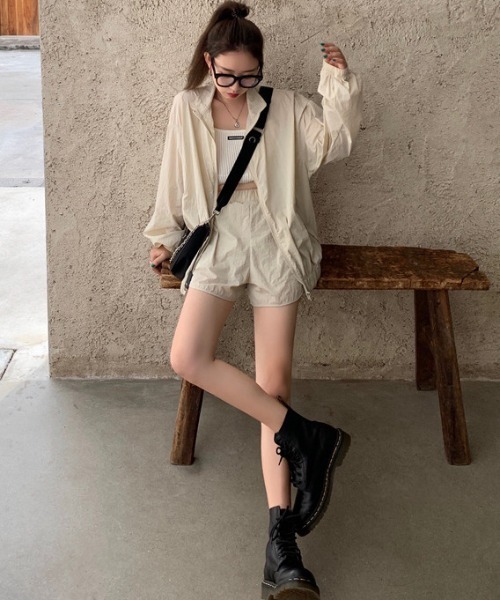 ABITOKYO（アビトーキョー）の「バルーンスリーブジャケットパンツ２点セット（ライダースジャケット・レディース・ブラック/グレー/ベージュ・FREE）」の8枚目の写真