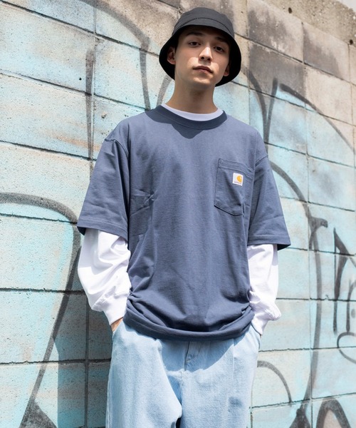 Carhartt（カーハート）の「WEGO/CARHARTT Pocket半袖Tシャツ（Tシャツ/カットソー・メンズ・ブラック/杢グレー/ブルー系その他/ワイン/ダークグレー/ネイビー/ホワイト/ブルー/グリーン系その他/ベージュ・MEDIUM/LARGE/SMALL/X-LARGE）」の13枚目の写真