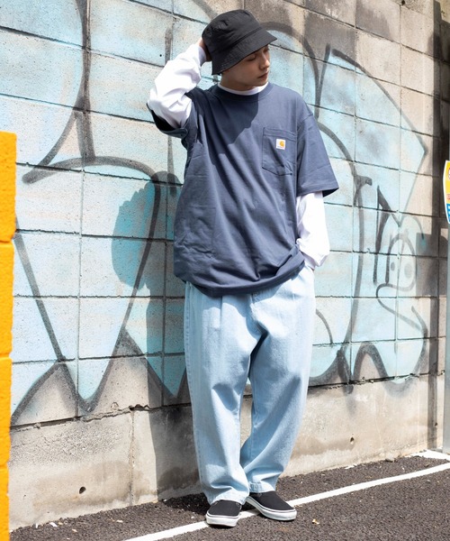 Carhartt（カーハート）の「WEGO/CARHARTT Pocket半袖Tシャツ（Tシャツ/カットソー・メンズ・ブラック/杢グレー/ブルー系その他/ワイン/ダークグレー/ネイビー/ホワイト/ブルー/グリーン系その他/ベージュ・MEDIUM/LARGE/SMALL/X-LARGE）」の19枚目の写真