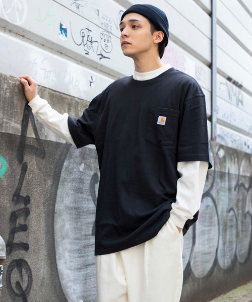 Carhartt（カーハート）の「WEGO/CARHARTT Pocket半袖Tシャツ（Tシャツ/カットソー・メンズ・ブラック/杢グレー/ブルー系その他/ワイン/ダークグレー/ネイビー/ホワイト/ブルー/グリーン系その他/ベージュ・MEDIUM/LARGE/SMALL/X-LARGE）」の11枚目の写真