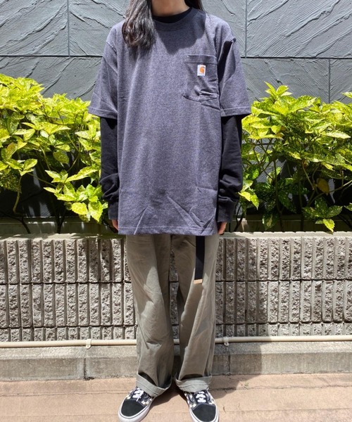 Carhartt（カーハート）の「WEGO/CARHARTT Pocket半袖Tシャツ（Tシャツ/カットソー・メンズ・ブラック/杢グレー/ブルー系その他/ワイン/ダークグレー/ネイビー/ホワイト/ブルー/グリーン系その他/ベージュ・MEDIUM/LARGE/SMALL/X-LARGE）」の21枚目の写真