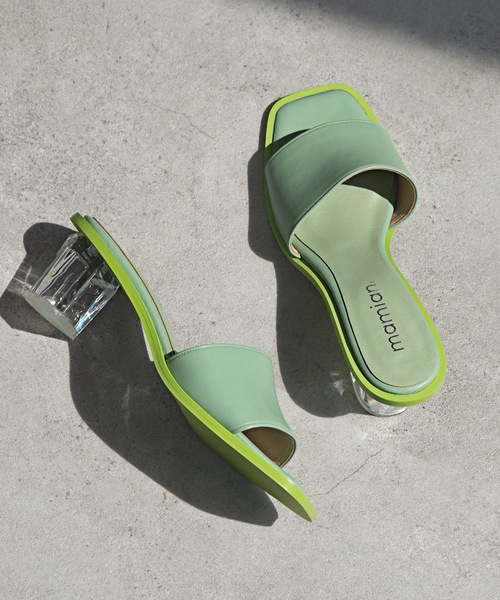 MAMIAN(マミアン)の「スクエアトゥ クリアヒール ミュール (5.5cmヒール)(サンダル・レディース・ミント/ブラック/クリア/アイボリー・L/S/M)」の3枚目の写真