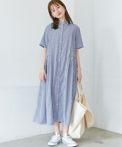 LAVEANGE（ラビアンジェ）の「ストライプタックワンピース