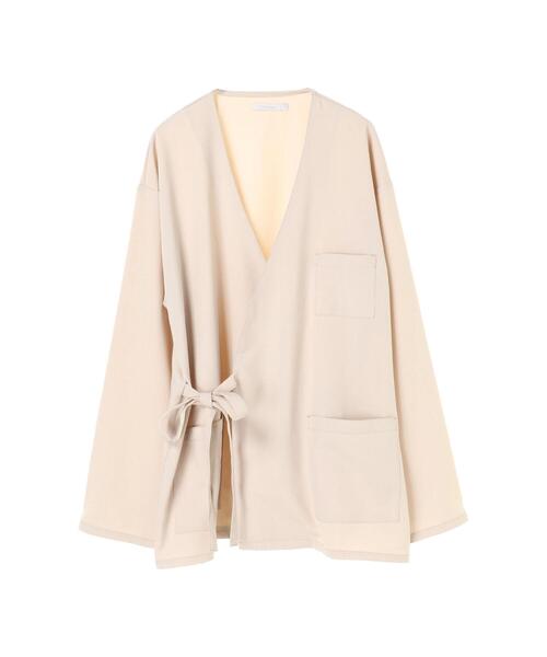 koe（コエ）の「ドライタッチポリトロノーカラージャケット*（ブルゾン・レディース・ライトベージュ/ブラック・L/M）」の17枚目の写真