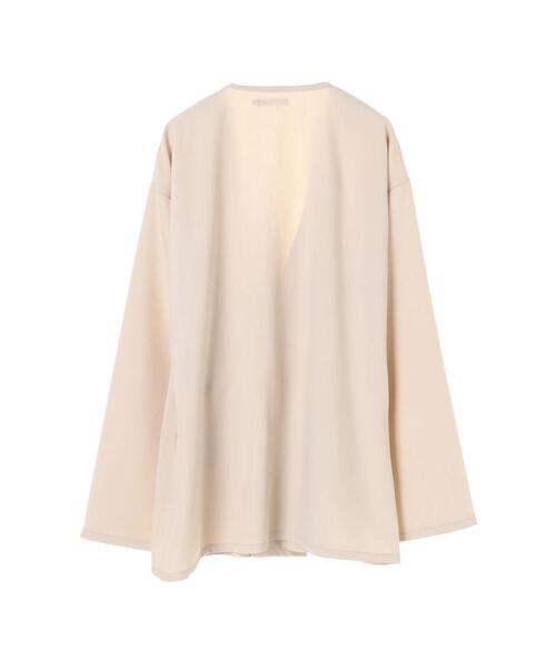 koe（コエ）の「ドライタッチポリトロノーカラージャケット*（ブルゾン・レディース・ライトベージュ/ブラック・L/M）」の18枚目の写真