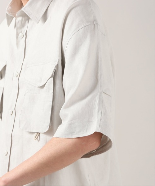 JOURNAL STANDARD relume（ジャーナルスタンダード　レリューム）の「FLANDERS LINEN PLAYING シャツ（シャツ/ブラウス・メンズ・ブラック/ブラウン/ホワイト×ホワイト・MEDIUM/LARGE）」の11枚目の写真