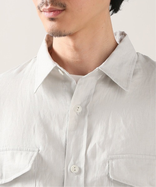 JOURNAL STANDARD relume（ジャーナルスタンダード　レリューム）の「FLANDERS LINEN PLAYING シャツ（シャツ/ブラウス・メンズ・ブラック/ブラウン/ホワイト×ホワイト・MEDIUM/LARGE）」の8枚目の写真