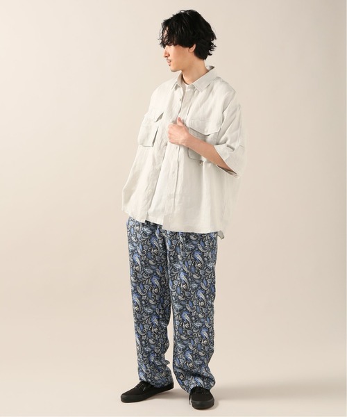 JOURNAL STANDARD relume（ジャーナルスタンダード　レリューム）の「FLANDERS LINEN PLAYING シャツ（シャツ/ブラウス・メンズ・ブラック/ブラウン/ホワイト×ホワイト・MEDIUM/LARGE）」の4枚目の写真