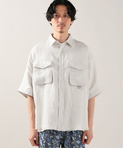 JOURNAL STANDARD relume（ジャーナルスタンダード　レリューム）の「FLANDERS LINEN PLAYING シャツ（シャツ/ブラウス・メンズ・ブラック/ブラウン/ホワイト×ホワイト・MEDIUM/LARGE）」の5枚目の写真