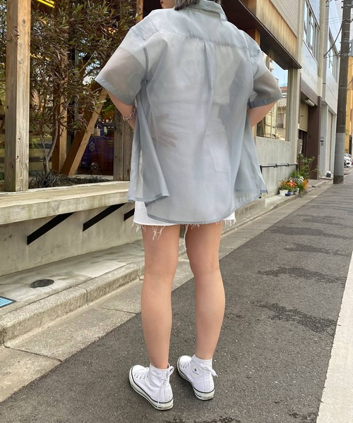 mimi toujours（ミミトゥジュール）の「シャツ シアー オーガンジー omom×mimi toujours（シャツ/ブラウス・レディース・オフホワイト/サックスブルー・M）」の18枚目の写真