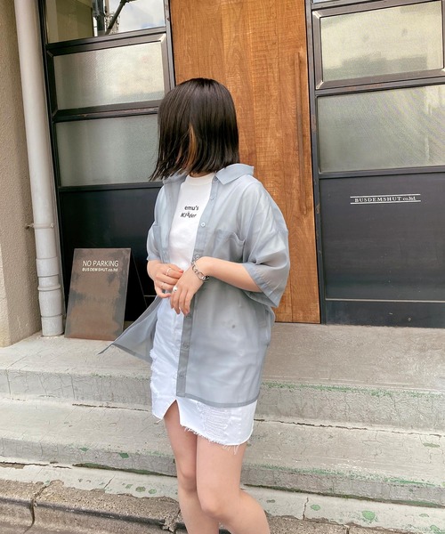 mimi toujours（ミミトゥジュール）の「シャツ シアー オーガンジー omom×mimi toujours（シャツ/ブラウス・レディース・オフホワイト/サックスブルー・M）」の14枚目の写真