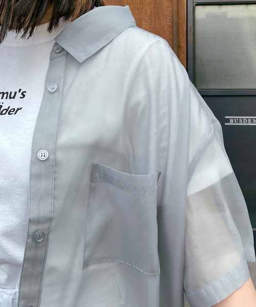 mimi toujours（ミミトゥジュール）の「シャツ シアー オーガンジー omom×mimi toujours（シャツ/ブラウス・レディース・オフホワイト/サックスブルー・M）」の16枚目の写真