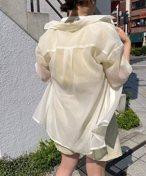 mimi toujours（ミミトゥジュール）の「シャツ シアー オーガンジー omom×mimi toujours（シャツ/ブラウス・レディース・オフホワイト/サックスブルー・M）」の4枚目の写真