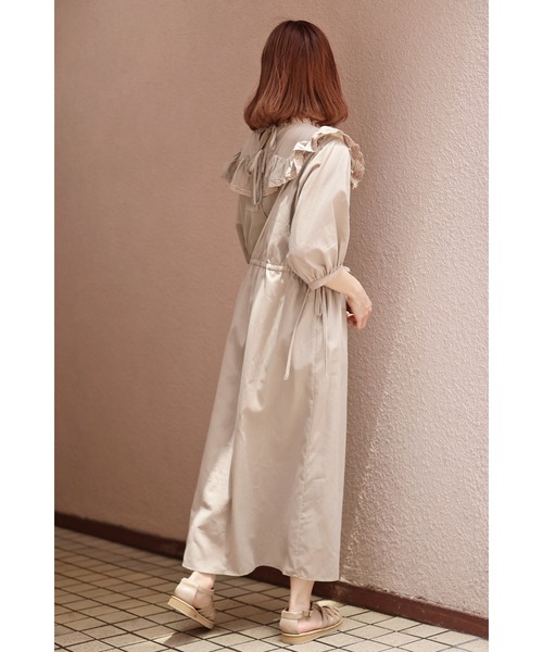 Bonjour Sagan(ボンジュールサガン)の「WEARISTA ちょこび × Bonjour Sagan 前後2WAY ビッグカラーレースワンピース(ワンピース・レディース・ホワイト/ベージュ/グリーン・FREE)」の14枚目の写真