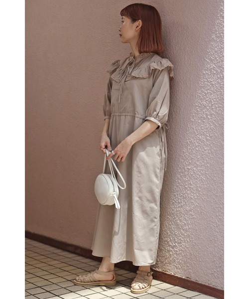 Bonjour Sagan(ボンジュールサガン)の「WEARISTA ちょこび × Bonjour Sagan 前後2WAY ビッグカラーレースワンピース(ワンピース・レディース・ホワイト/ベージュ/グリーン・FREE)」の16枚目の写真
