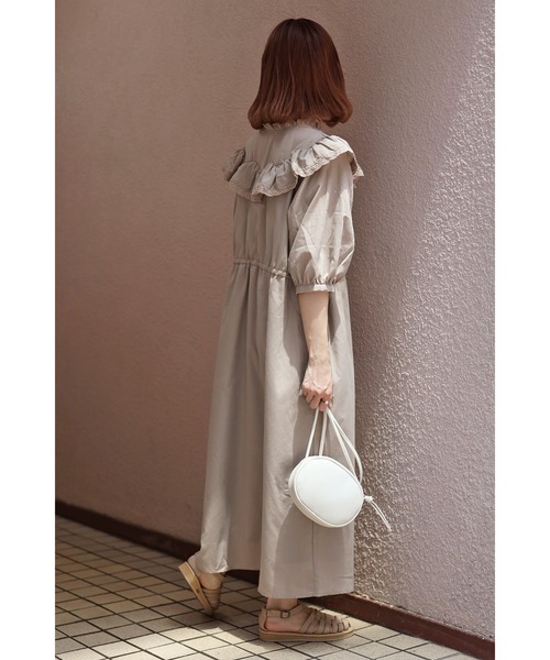 Bonjour Sagan(ボンジュールサガン)の「WEARISTA ちょこび × Bonjour Sagan 前後2WAY ビッグカラーレースワンピース(ワンピース・レディース・ホワイト/ベージュ/グリーン・FREE)」の17枚目の写真