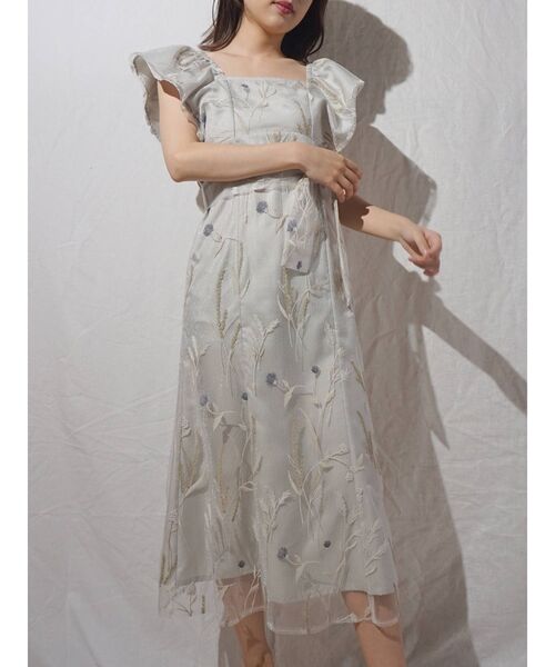 MERCURYDUO（マーキュリーデュオ）の「チュールエスニックエンブロイダリーワンピース（ワンピース・レディース・アイボリー/ミント・SMALL/MEDIUM）」の3枚目の写真