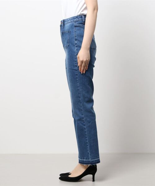 coca（coca）（コカ）の「リメイク風カットオフストレッチデニム（デニムパンツ・レディース・ブルー・M/L）」の2枚目の写真