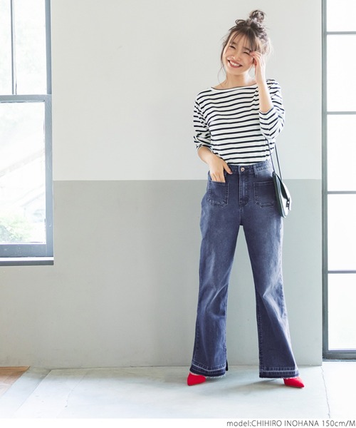 coca（coca）（コカ）の「リメイク風カットオフストレッチデニム（デニムパンツ・レディース・ブルー・M/L）」の6枚目の写真