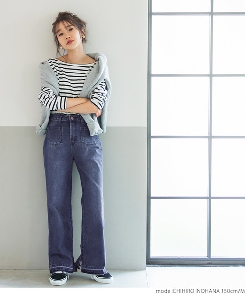 coca（coca）（コカ）の「リメイク風カットオフストレッチデニム（デニムパンツ・レディース・ブルー・M/L）」の11枚目の写真
