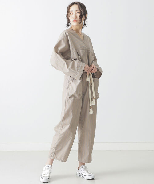 BEAMS LIGHTS（ビームスライツ）の「KiiRA / ストライプ ジャンプスーツ（サロペット/オーバーオール・レディース・ライトブルー/ライトブラウン・ONE SIZE）」の4枚目の写真