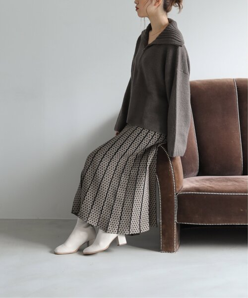 RAY CASSIN（レイカズン）の「ダイヤストライプニットスカート（スカート・レディース・ブラック/ブラウン/オレンジ/キナリ/ネイビー・FREE）」の8枚目の写真